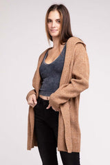 Hooded Open Front Sweater Cardigan, ZENANA, $ 50.95