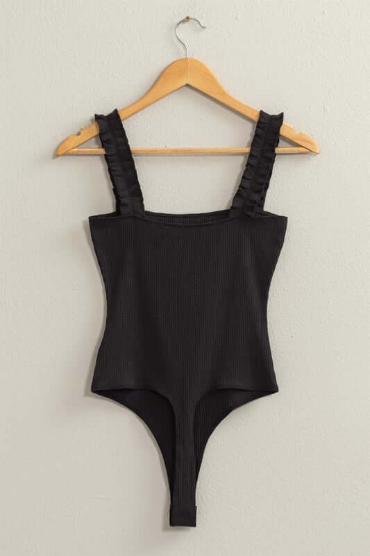 Ribbed Ruffle Strap Bodysuit, HYFVE, $ 31.95