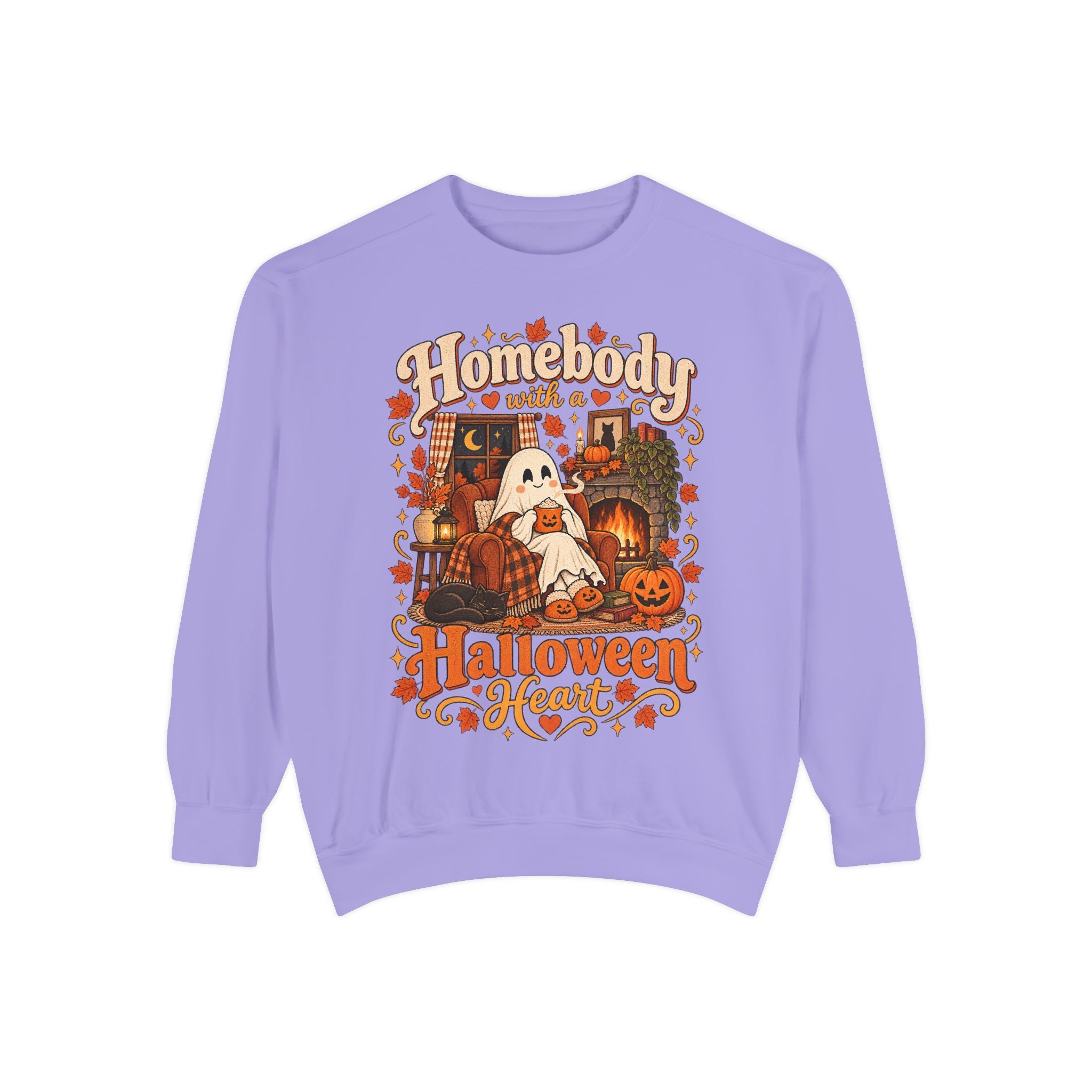 Homebody Halloween sweatshirt with ghost and pumpkin graphic product photo 28