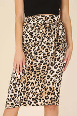 Brown Satin Leopard Tie Skirt, Lilou, $ 30.95