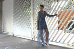 Starry Nights Chiffon Dress in Smoky Sapphire & Silver | Boutique In USA, Dresses, $ 108.00, A Moment Of Now™
