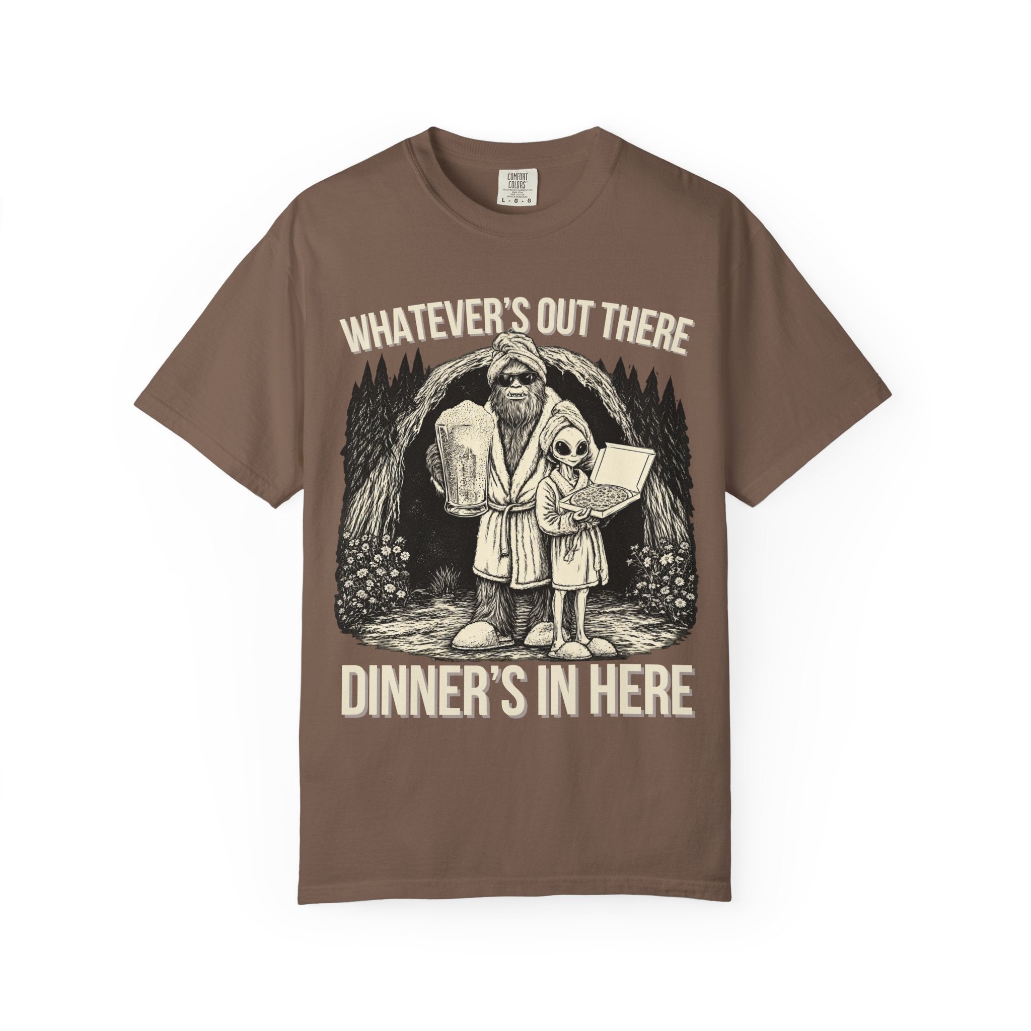 Bigfoot & Alien Pizza Night T-Shirt – Dinner's In Here