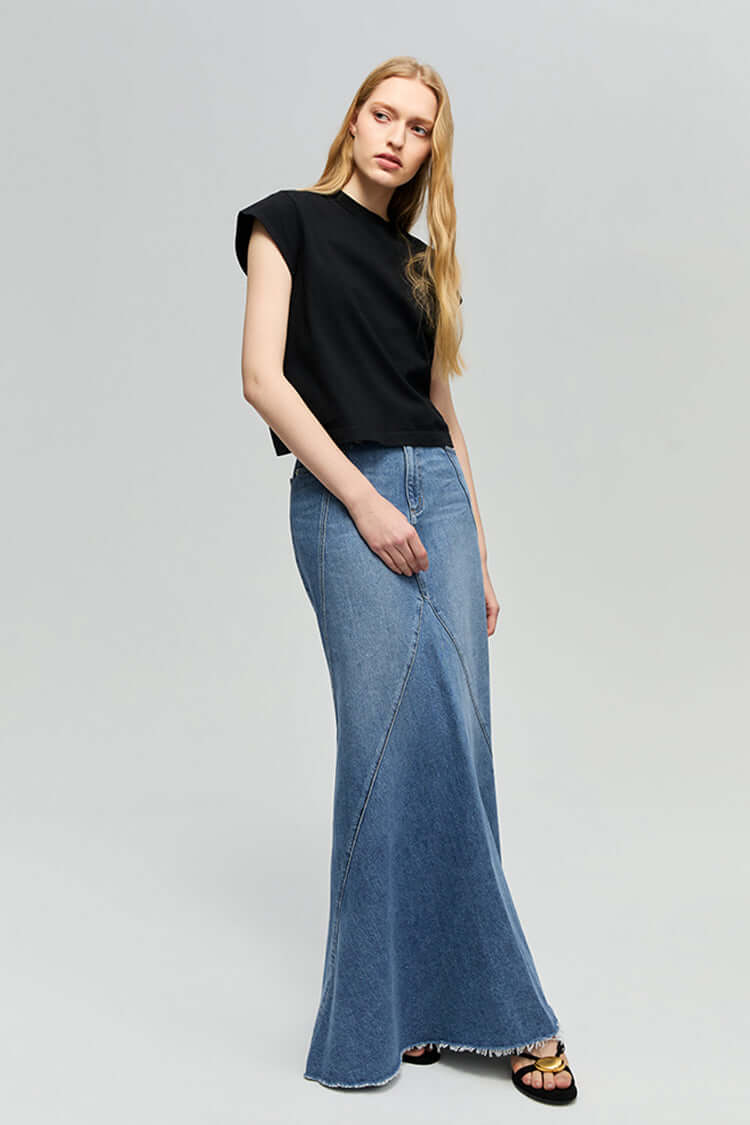 Ocean Wave Denim Skirt HJ821, , $ 118.00, A Moment Of Now™