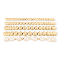 Baroque Pearl Juno Five Bracelet Stack | 14K Gold Filled, Bracelets, $ 320.00, A Moment Of Now™