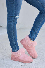 Pink Furry Chunky Thermal Ankle Boots