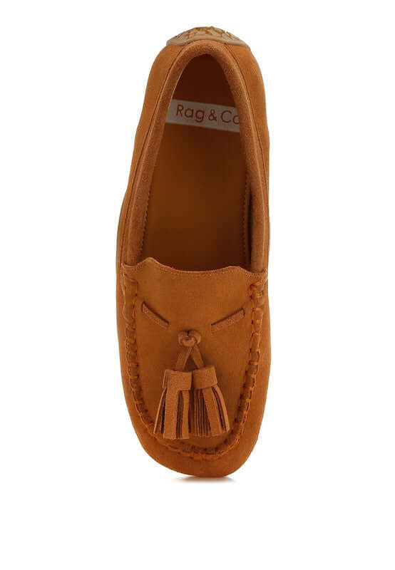 Kipstar Suede Round Toe Tassel Loafers