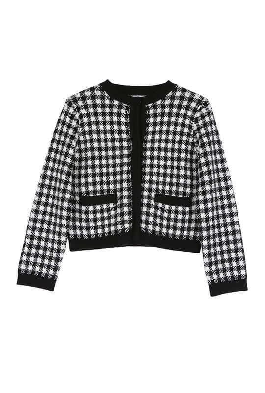 Black Check Knitted Jacket