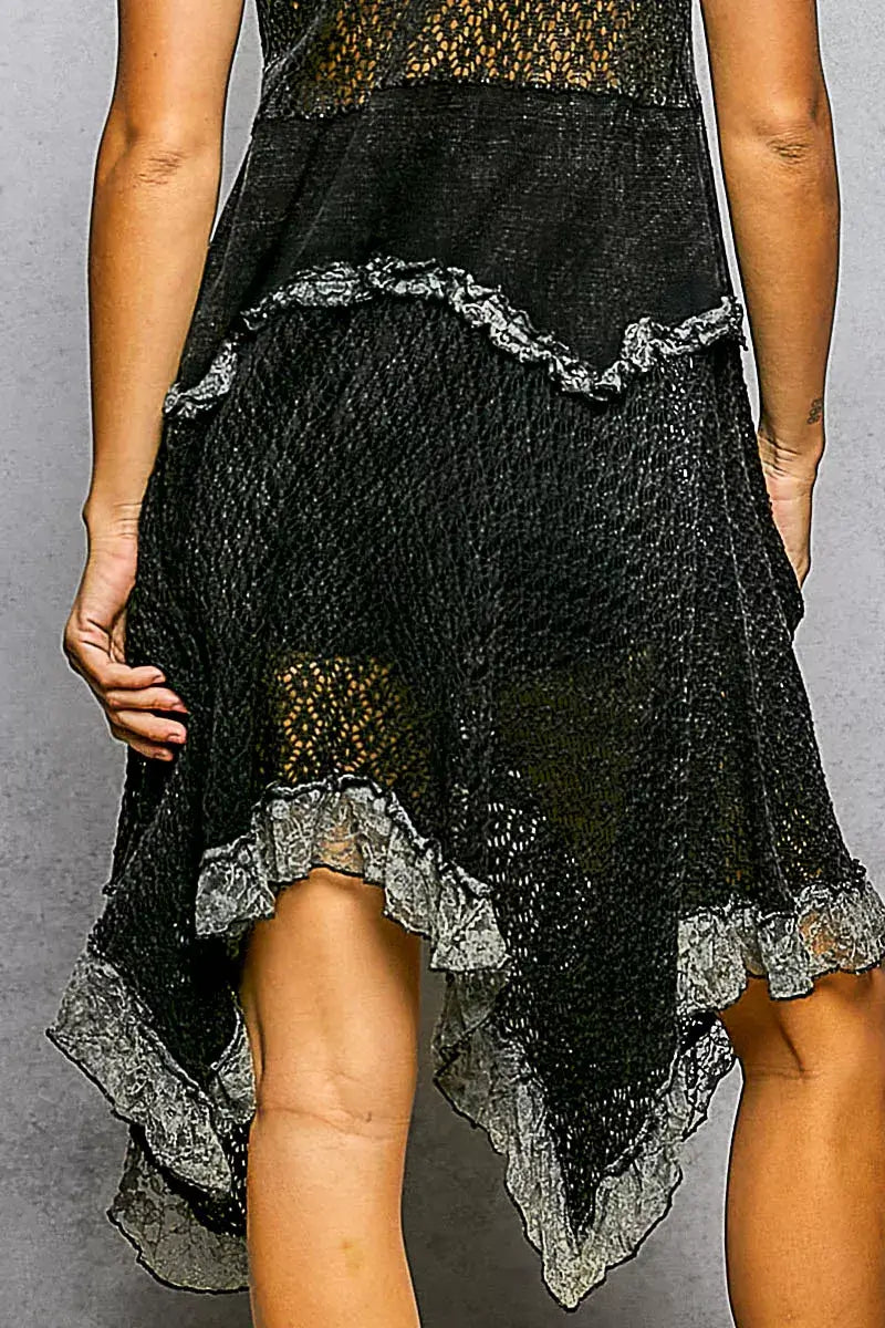Black Texture Lace Ruffled Sleeveless Dress | POL, Dresses, $ 55.00, A Moment Of Now™