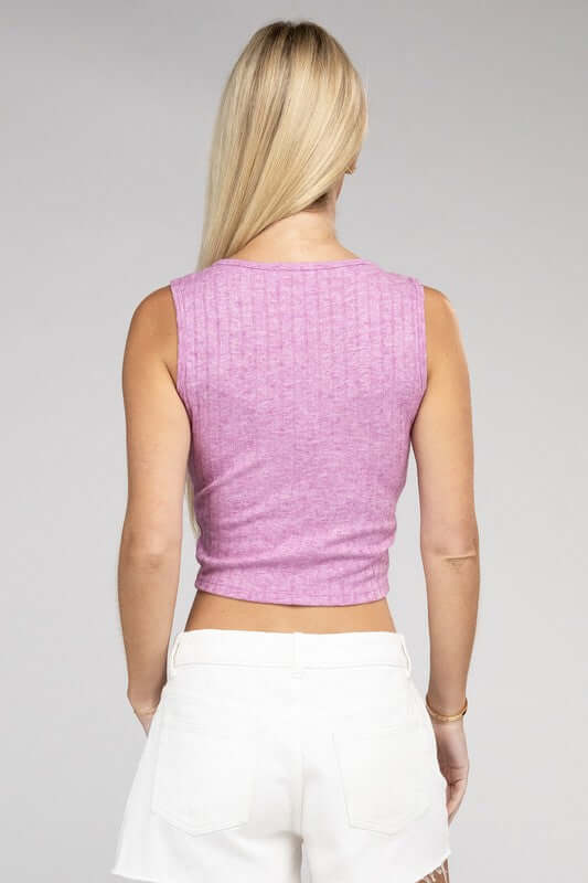 Ribbed Scoop Neck Cropped Sleeveless Top, ZENANA, $ 15.95