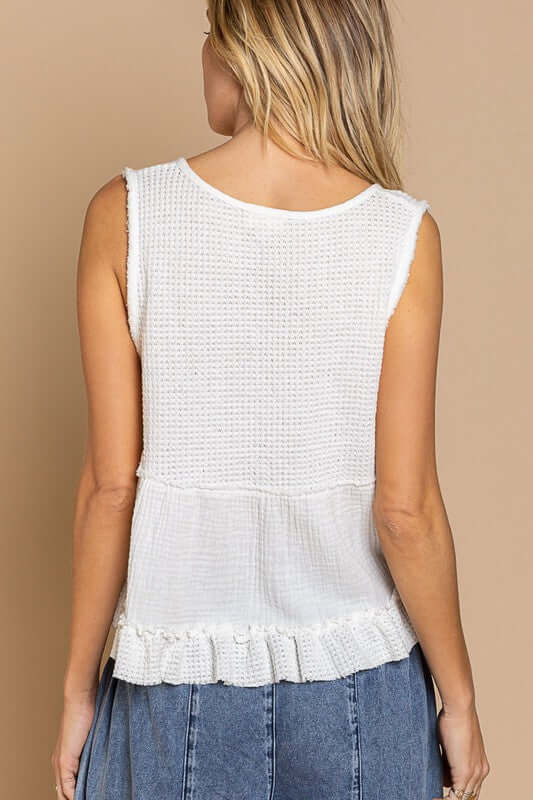 Sleeveless V-neck Mini Babydoll Tank Top, POL, $ 35.00