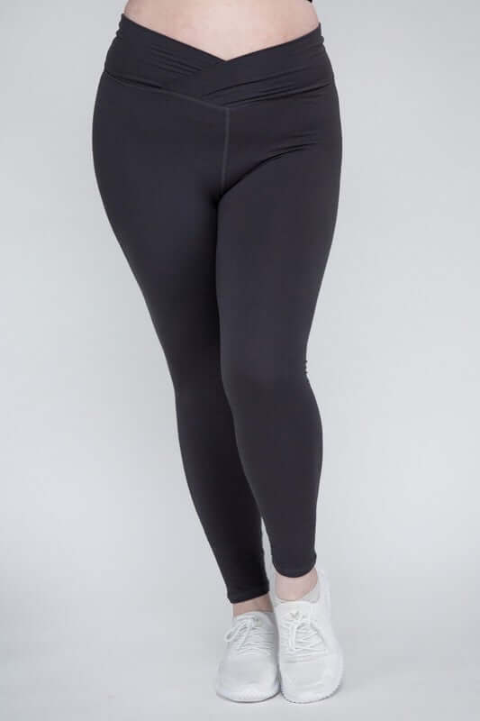 Plus Size V Waist Full Length Leggings, Rae Mode, $ 32.95