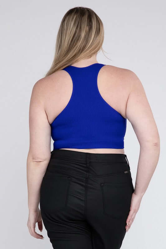 Plus Ribbed Cropped Racerback Tank Top, ZENANA, $ 19.00