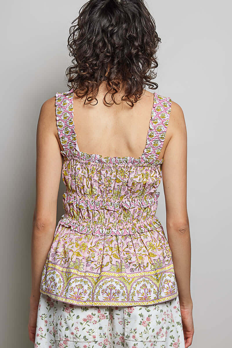 Pink Smocked Square Neck Peplum Tank with Ruffle Trim | POL Fashion, Tank Tops, $ 69.00, A Moment Of Now™