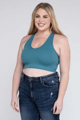 Plus Ribbed Cropped Racerback Tank Top, ZENANA, $ 19.00