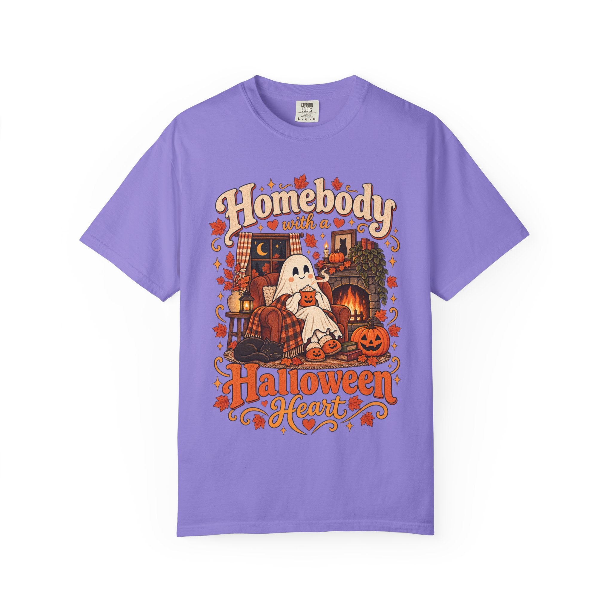 Homebody Halloween Heart T-shirt with ghost and pumpkin graphic product photo 29