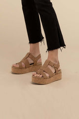 AMENDA-S Nude Brown Platform Sandals Wedges