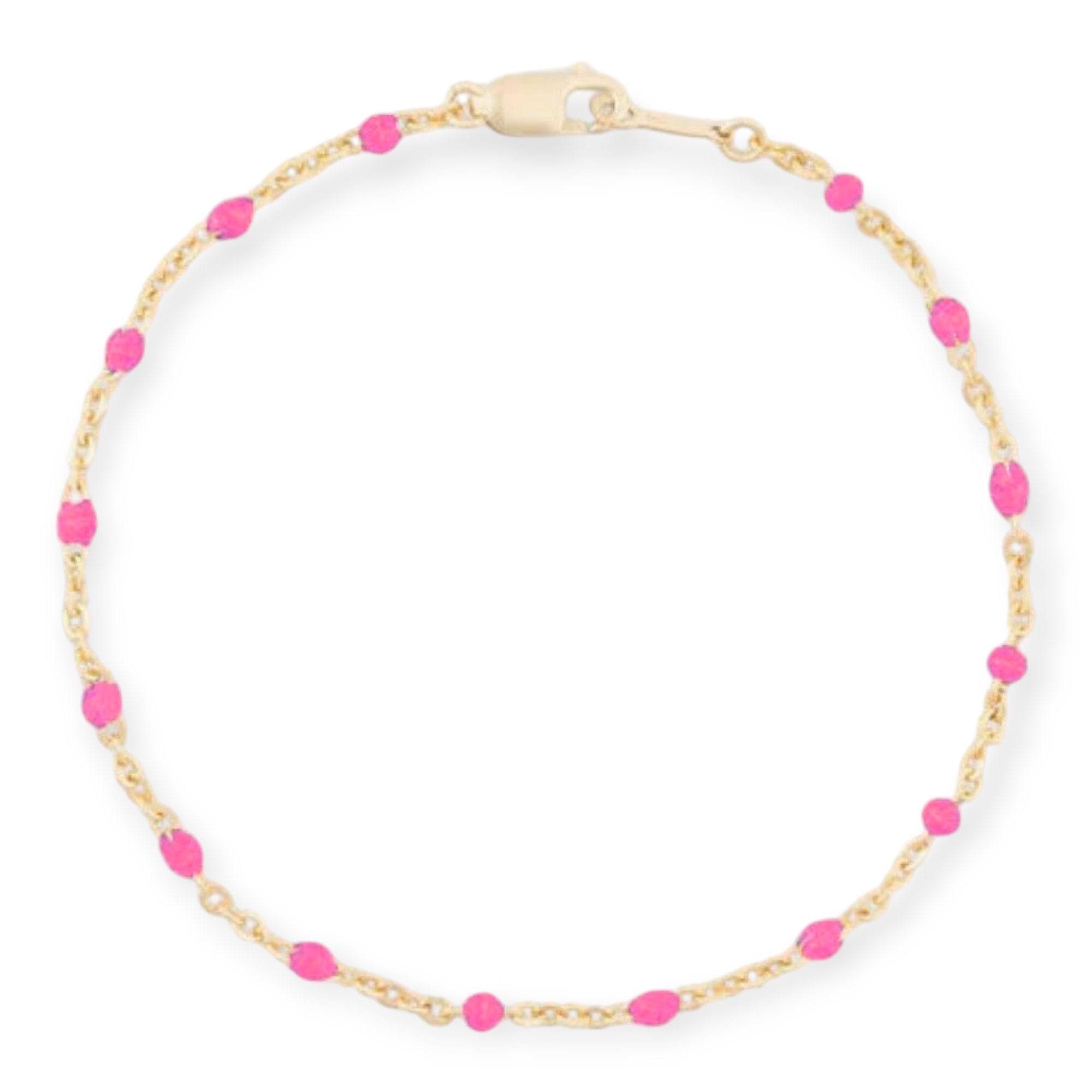 Pink Daisy Bracelet | 14K Gold Filled Enamel Chain, Bracelets, $ 52.00, A Moment Of Now™