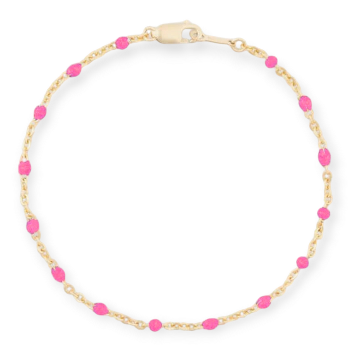 Pink Daisy Bracelet | 14K Gold Filled Enamel Chain, Bracelets, $ 52.00, A Moment Of Now™