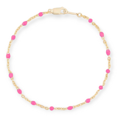 Pink Daisy Bracelet | 14K Gold Filled Enamel Chain, Bracelets, $ 52.00, A Moment Of Now™