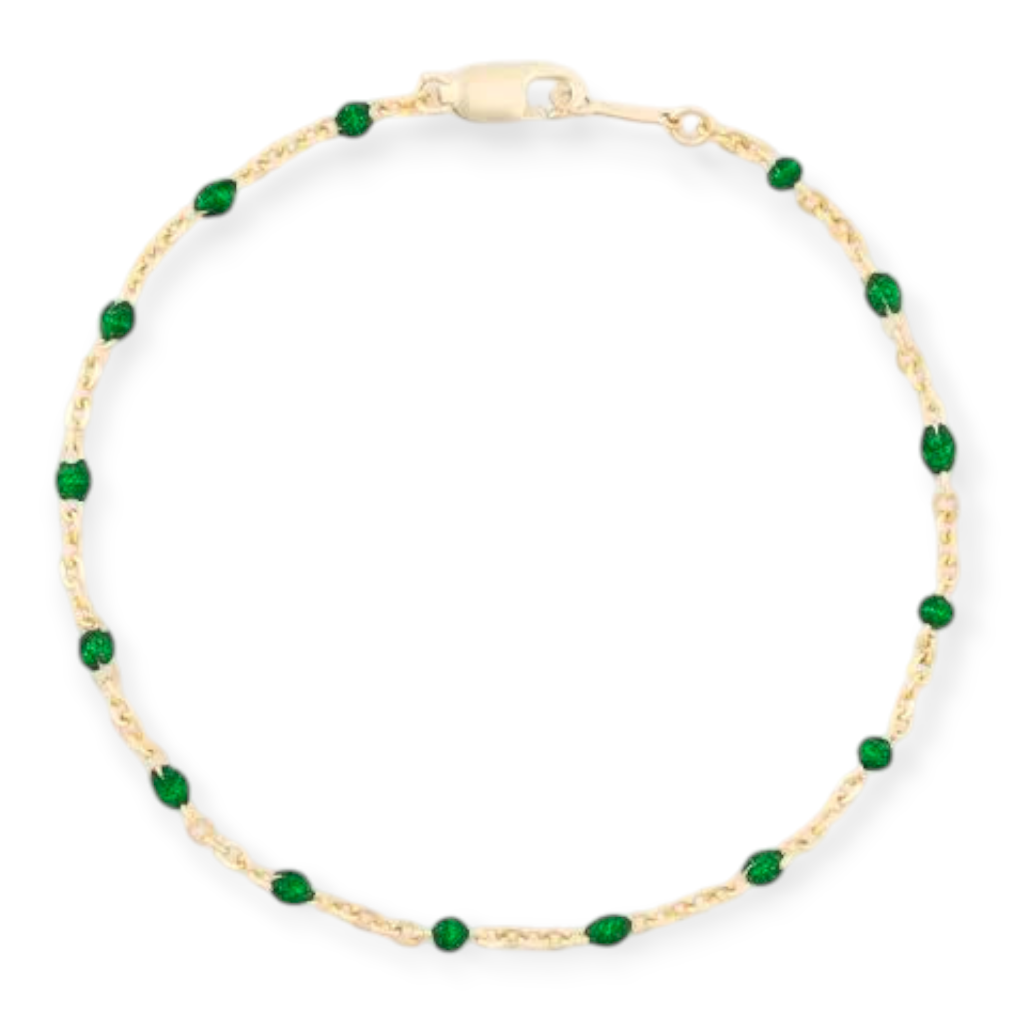 Green Daisy Bracelet | 14K Gold Filled Enamel Chain, Bracelets, $ 52.00, A Moment Of Now™