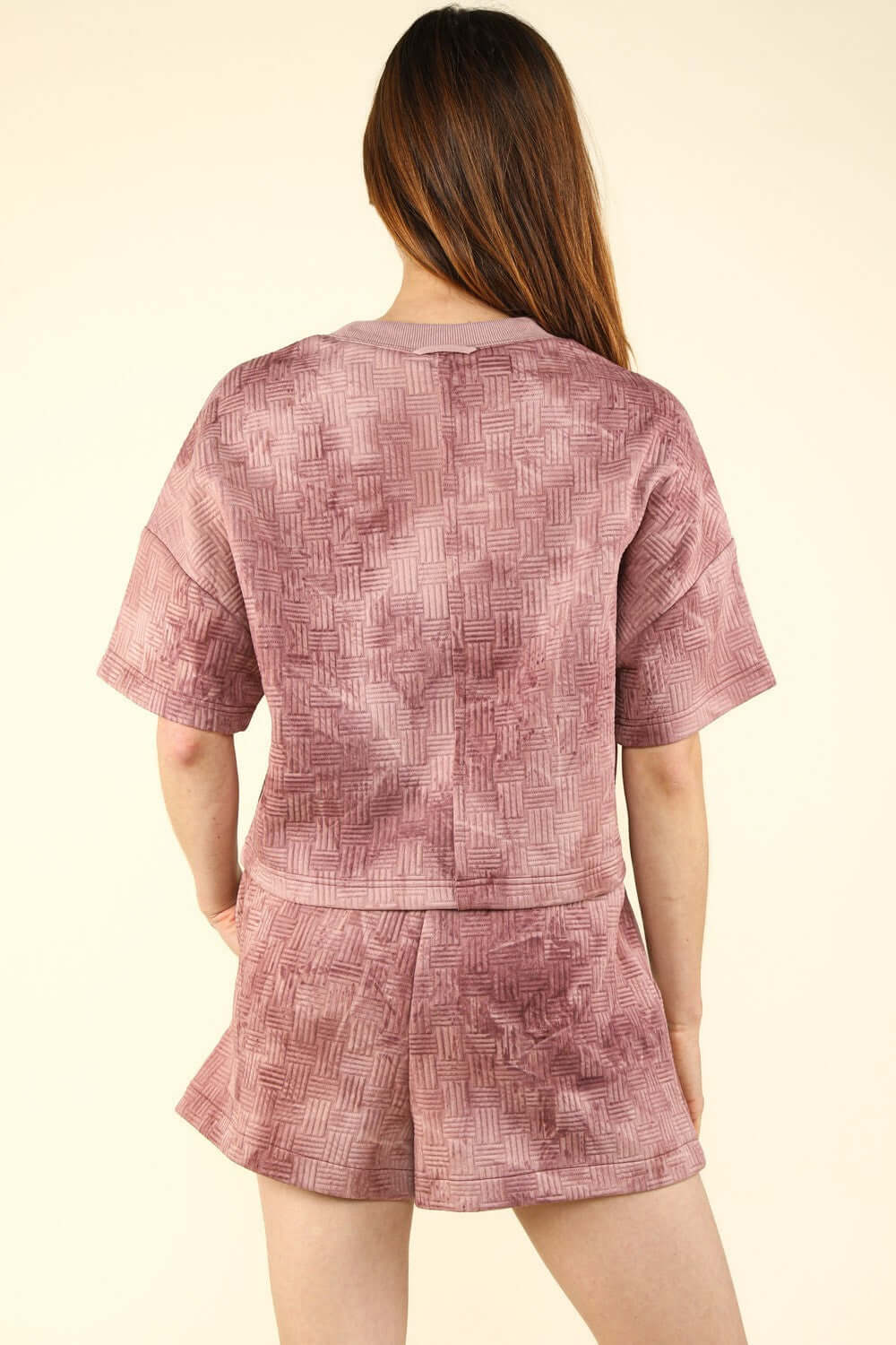Mauve Quilted Washed Crop Top and Shorts Set for Comfort, Outfit Sets, $ 45.00, A Moment Of Now™