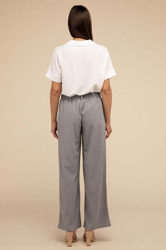 Waffle Elastic Waistband Trouser Pants, Lilou, $ 26.95