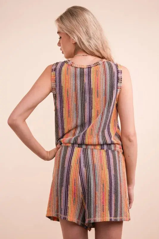 Brick Mix Crochet Multi Color Striped Romper, Rompers, $ 39.00, A Moment Of Now™