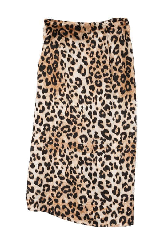 Brown Satin Leopard Tie Skirt, Lilou, $ 30.95