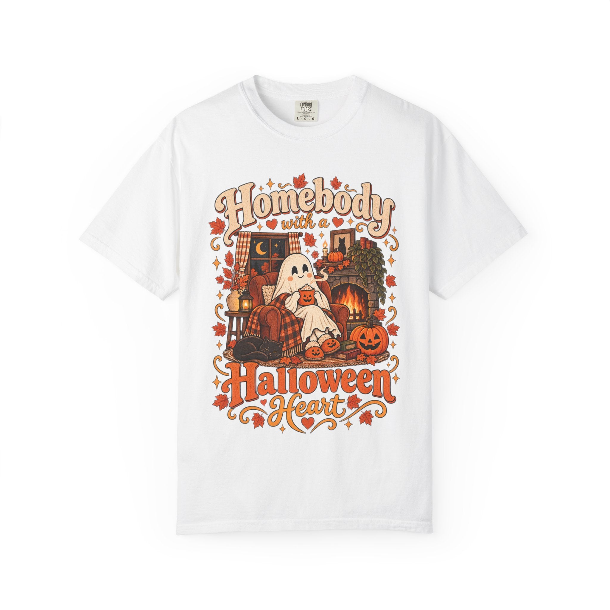 Homebody Halloween Heart T-shirt with ghost and pumpkin graphic product photo 18