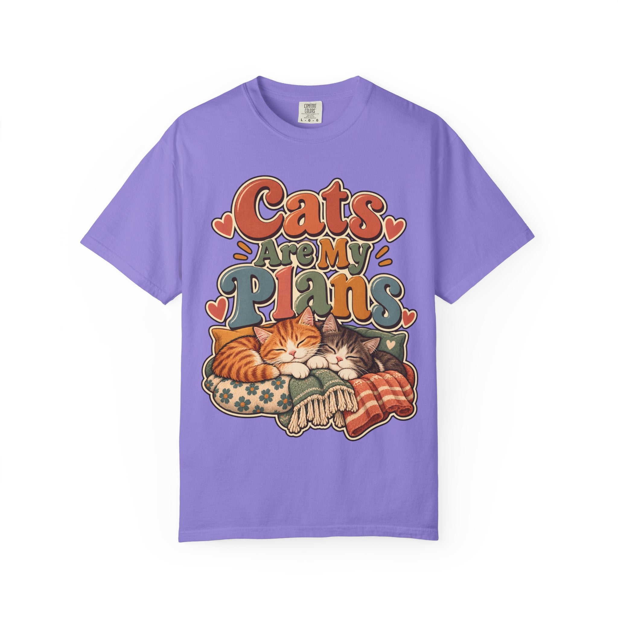 Cats Are My Plans T-Shirt — Retro Sleeping Cats Comfort Colors® Tee