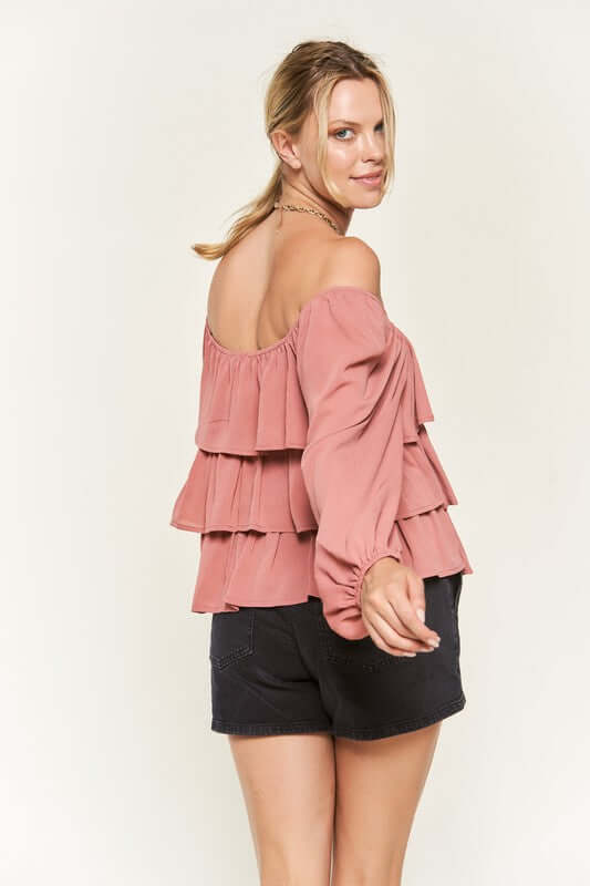 Tiered flounce designed Blouse JJT5023P, Jade By Jane, $ 59.00