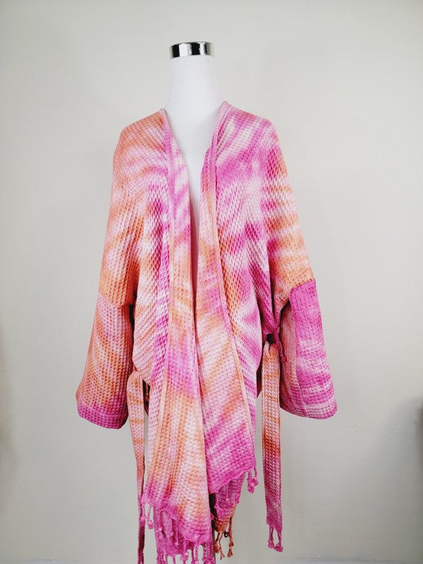 Unisex Waffle Cotton Robe Orange/Pink | Bath & Beach, Robes, $ 80.00, A Moment Of Now™
