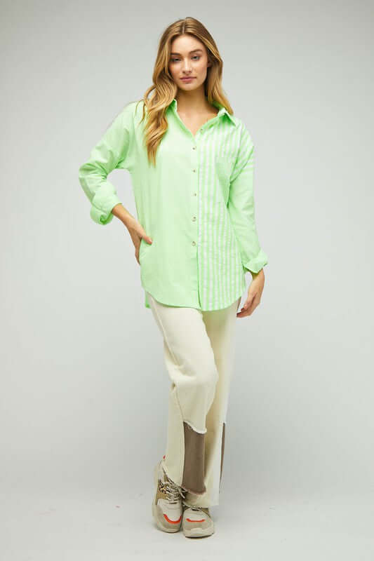 Stripe Button Down Long Sleeve Shirt, Davi & Dani, $ 55.00