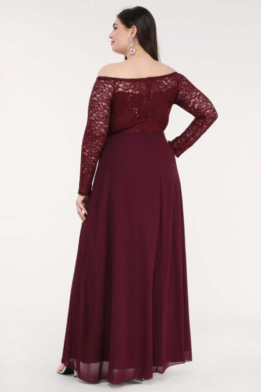 Elegant Plus Size Long Lace Sleeve Chiffon Gown, Dresses, $ 126.00, A Moment Of Now™