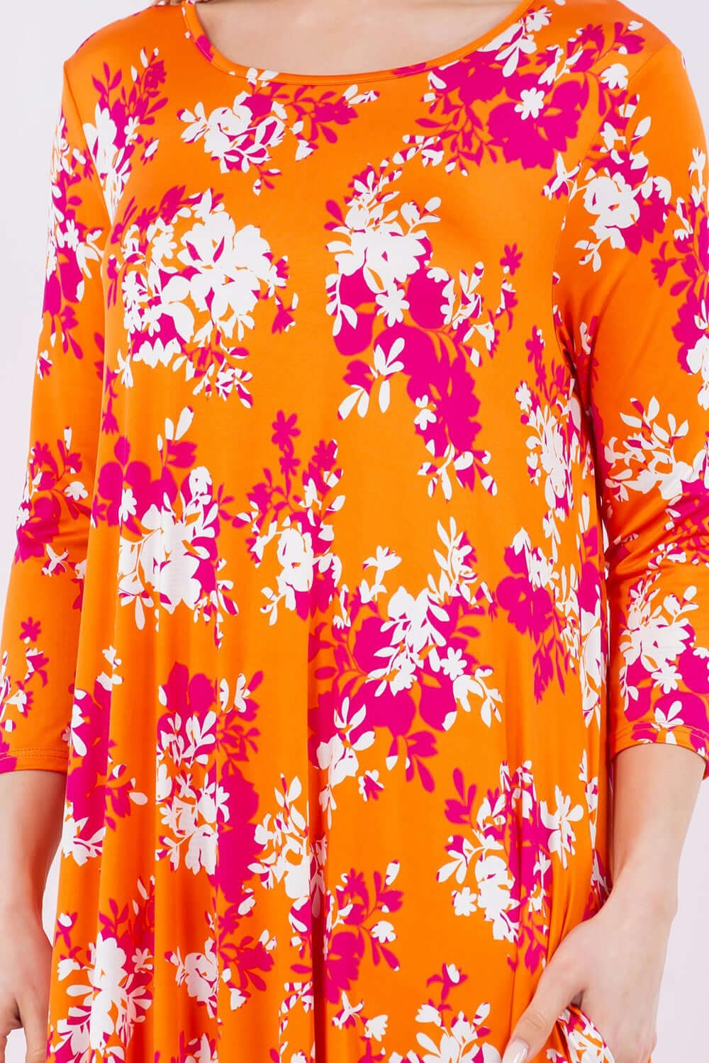 Orange Floral Pick-Up Hem Asymmetric Floral Midi Dress, Celeste, A Moment Of Now