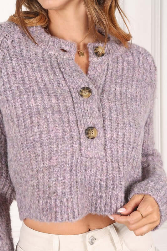 Melange Cropped Sweater Top - Trendy Style Essentials, Sweaters, $ 55.00, A Moment Of Now™