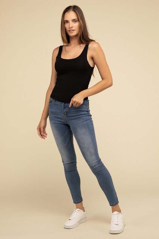 Double Layer Round Neck Tank Top, ZENANA, $ 17.95