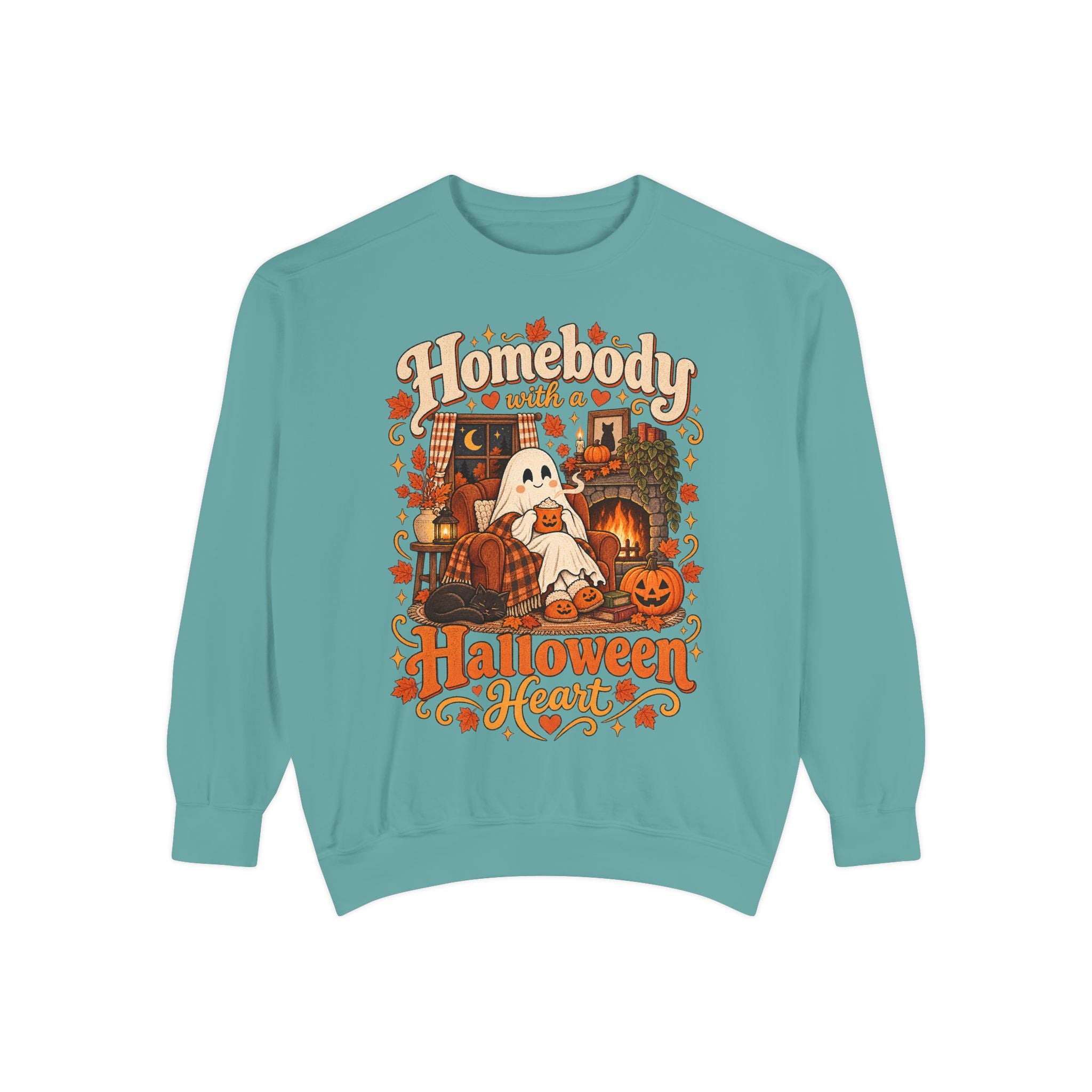 Homebody Halloween sweatshirt with ghost and pumpkin graphic product photo 21