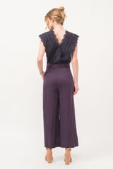 Lavander Luxe Lace Surplice Tie Waist Jumpsuit