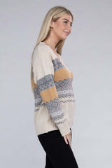 Classic Beige Stripe V Neck Sweater