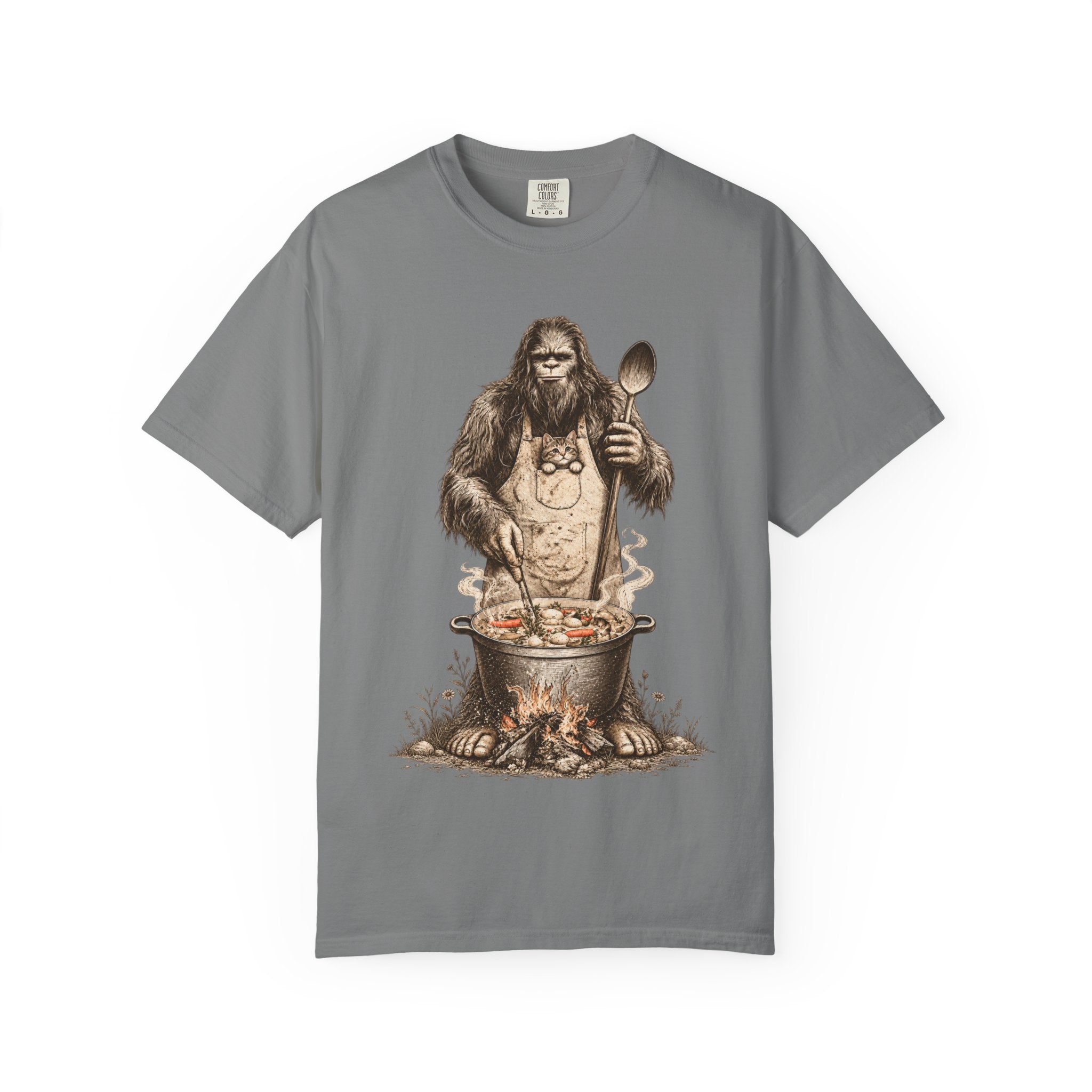 Bigfoot Soup Season T-Shirt – Campfire Cooking & Cat Graphic Tee