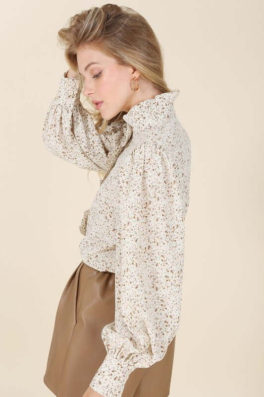 Stand collar floral frill blouse, Lilou, A Moment Of Now