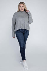 Plus Size Drop Shoulder Long Sleeve Top