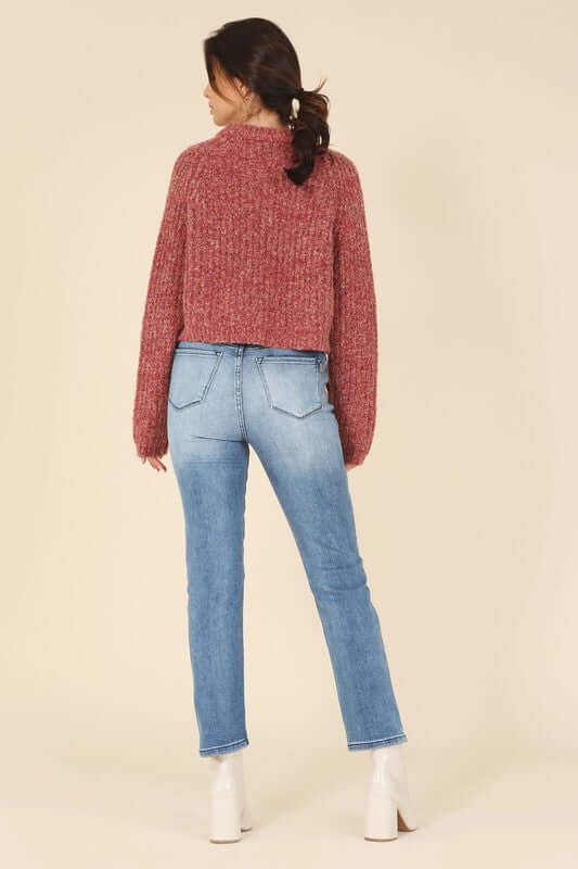 Melange Cropped Sweater Top - Trendy Style Essentials, Sweaters, $ 55.00, A Moment Of Now™