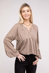 Shop Women's Beige V Neck Frilled Peplum Top | USA Boutique Clothing , Tops, USA Boutique