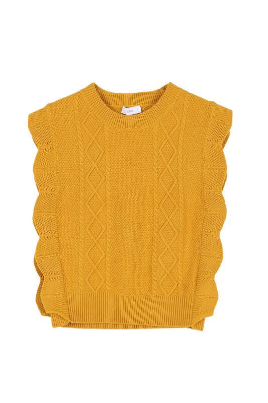 Mustard Yellow Ruffle Sweater Vest