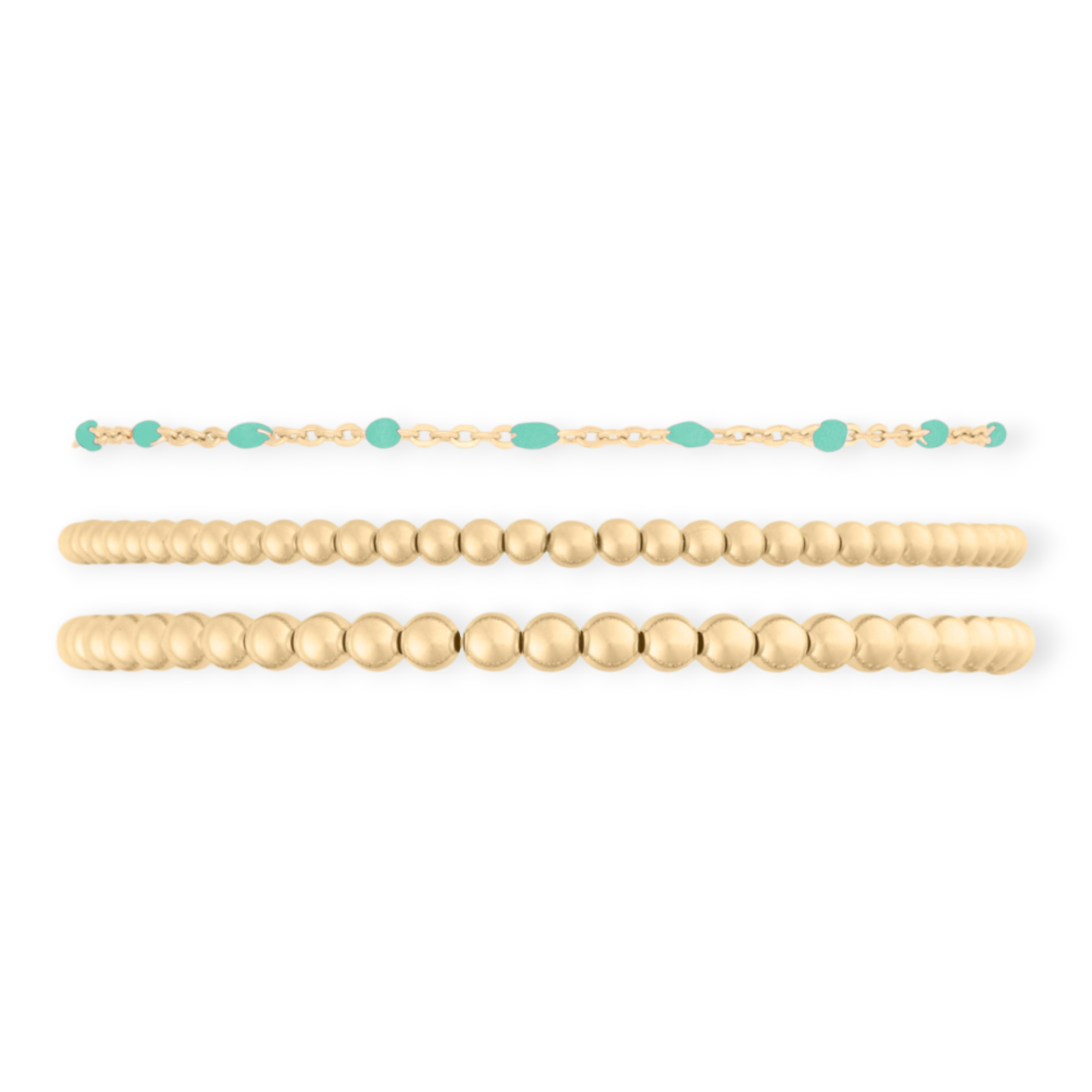 turquoise daisy + juno bracelet triple stack (3+4mm)