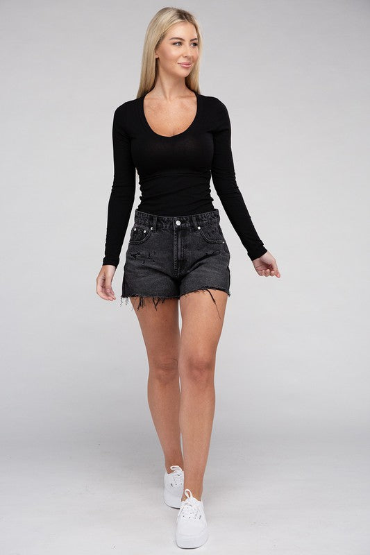 Shop Women's Essential V-Neck Long Sleeve T-Shirt Top | Boutique Clothing, , USA Boutique