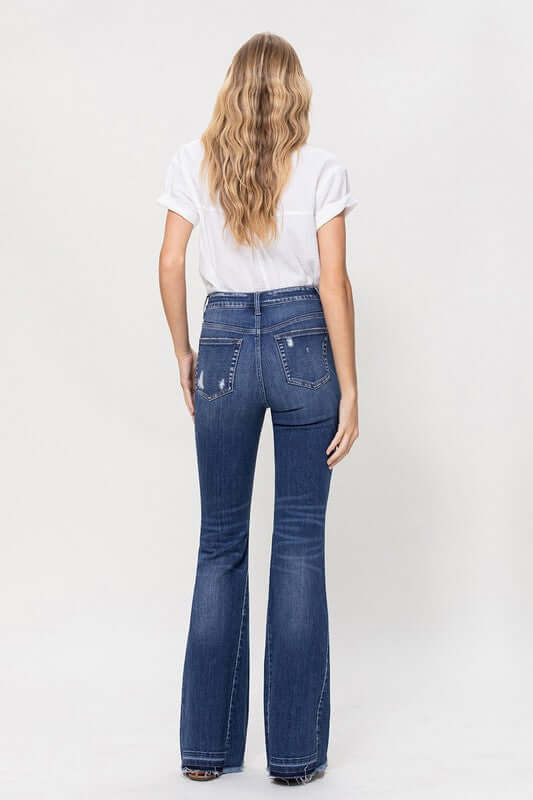 High Rise Flare W/Insert Panel Details Jeans