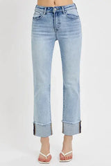 RISEN High Rise Straight Cuffed Relaxed Jeans, , $ 65.00, A Moment Of Now™